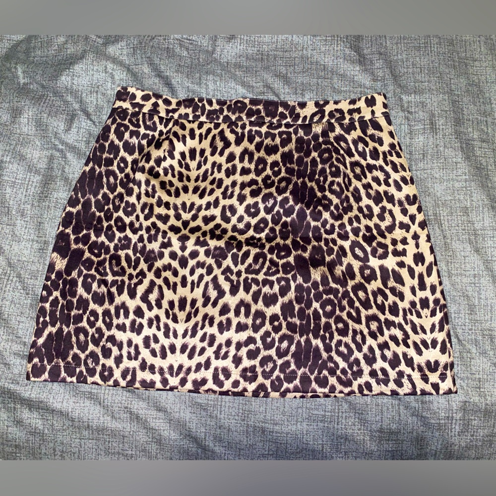 Cheetah print suede mini skirt